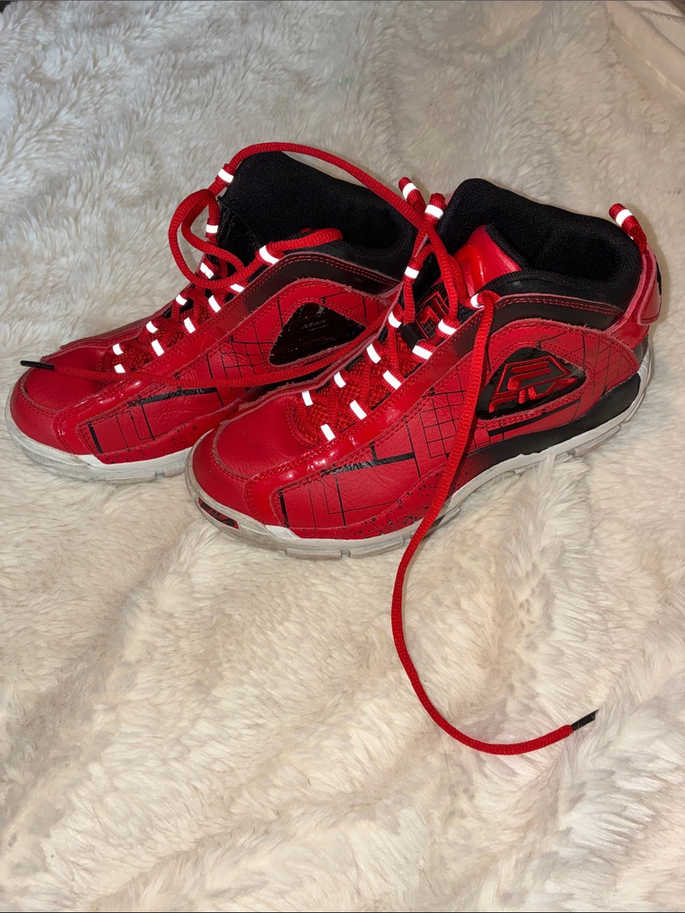 Fila Red and Black Kids High-Top Sneakers